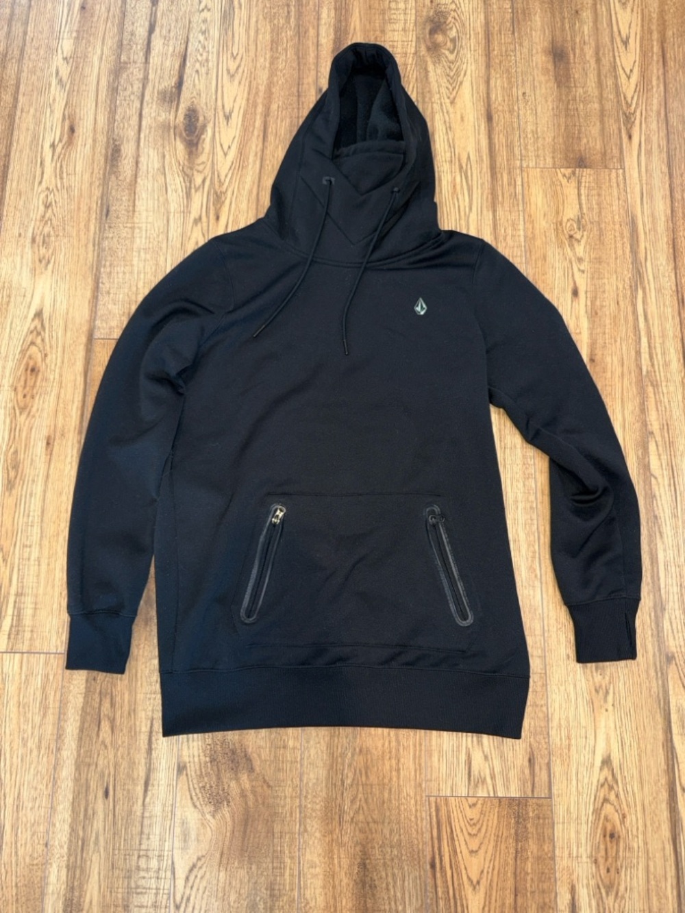 Volcom Black Hooded Pullover with Zip Pockets